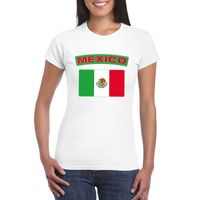 T-shirt met Mexicaanse vlag wit dames - thumbnail