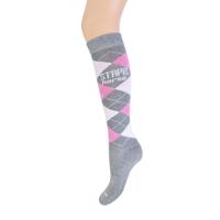 STAPP Horse Paardrijsokken Ruit Grijs / Roze / Fuchsia-35/38