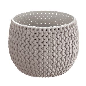 Plantenpot/bloempot kunststof dia 14.5 cm en hoogte 11 cm beige/taupe