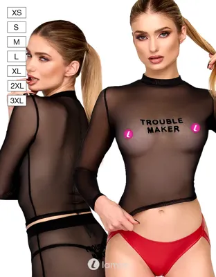 * NOIR handmade Troublemaker top flock print, F389