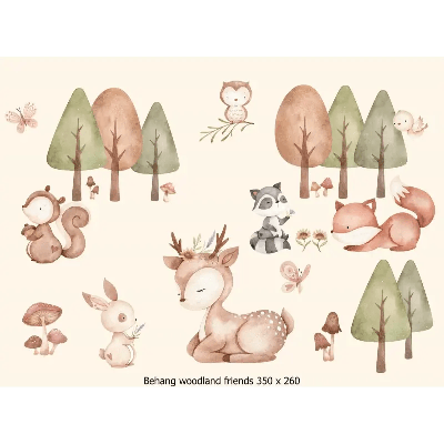 Designed4Kids wandvullend behang kinderkamer woodland friends-350 x 260 cm