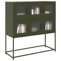 Dressoir 100,5x39x107 cm koudgewalst staal olijfgroen - thumbnail
