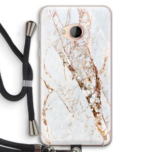 Goud marmer: HTC U Play Transparant Hoesje met koord