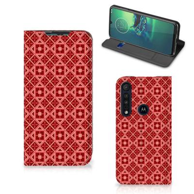 Motorola G8 Plus | Hoesje met Magneet | Batik Rood