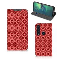 Motorola G8 Plus | Hoesje met Magneet | Batik Rood