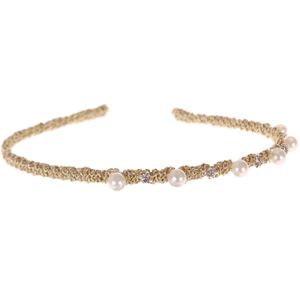 Diadeem met gouddraad strass en parels-