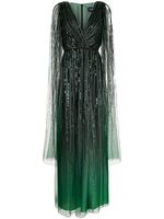 Marchesa Notte robe longue à ornements de perles - Vert - thumbnail