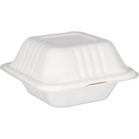 Bak | Bagasse (suikerrietpulp) | hamburgerbox | 150x78mm | wit | 500 stuks