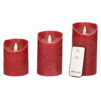 Kaarsen set 3 bordeaux rode LED kaarsen met afstandsbediening - thumbnail