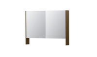 INK SPK3 spiegelkast met 2 dubbel gespiegelde deuren, open planchet, stopcontact en schakelaar 100 x 14 x 74 cm, massief eiken ash grey