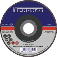 Promat Doorslijpschijf | D125x0,8 mm | gebogen | RVS | gat d. 22,23 mm - 4000841780 4000841780