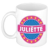 Juliette voornaam koffiemok - beker - wit/roze - 300 ml - Cadeau - Dames - Collega - Moederdag