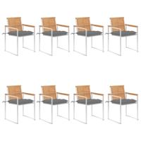 Tuinstoelen 8 st met kussens massief teakhout
