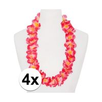 4x Hawaii kransen roze/oranje - thumbnail