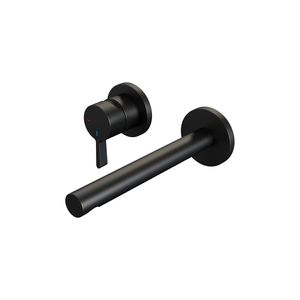 Inbouw Wastafelmengkraan Brauer Black Edition Coldstart Rechte Uitloop Halfronde Hendel Links Mat Zwart Met Rozetten