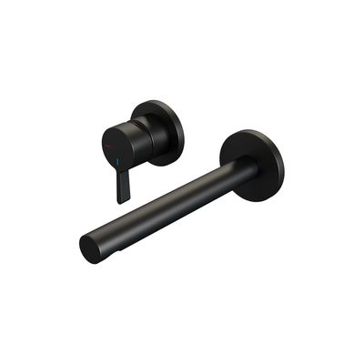 Inbouw Wastafelmengkraan Brauer Black Edition Coldstart Rechte Uitloop Halfronde Hendel Links Mat Zwart Met Rozetten