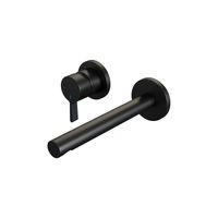 Inbouw Wastafelmengkraan Brauer Black Edition Coldstart Rechte Uitloop Halfronde Hendel Links Mat Zwart Met Rozetten