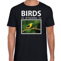 Wielewaal vogels t-shirt met dieren foto birds of the world zwart voor heren