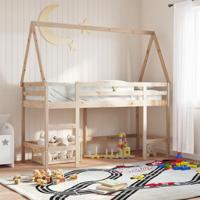 Halfhoogslaper met ladder en bedhuis grenenhout 90x200 cm