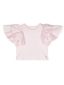 Lapin House t-shirt crop à détails de volants - Rose