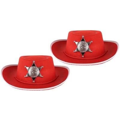 Funny Fashion Cowboy/sheriff hoed - 4x stuks - rood - kinderen - carnaval