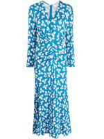 DVF Diane von Furstenberg robe longue à design cache-cœur - Bleu