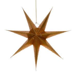 Verlichte papieren kerstster lampion goud 60 cm op batterijen