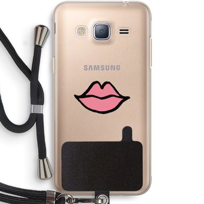 Kusje: Samsung Galaxy J3 (2016) Transparant Hoesje met koord