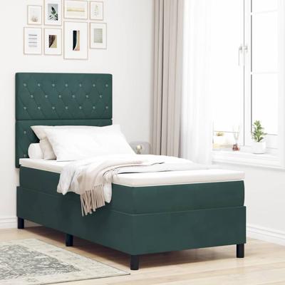 Boxspringbed met Matras & LED Donkergroen 90x190 cm Velvet