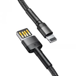 Baseus Cafule Dubbelzijdige USB Lightning Kabel 1.5A 2m (Grijs + Zwart)