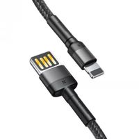 Baseus Cafule Dubbelzijdige USB Lightning Kabel 1.5A 2m (Grijs + Zwart) - thumbnail