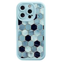 iPhone 13 Pro blauwe case - Blue cubes