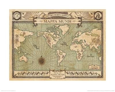 Kunstdruk Fantastic Beasts Mappa Mundi 50x40cm