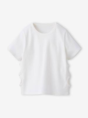 T-shirt voor meisjes met ajourdetails aan de zijkanten JONEN ecru