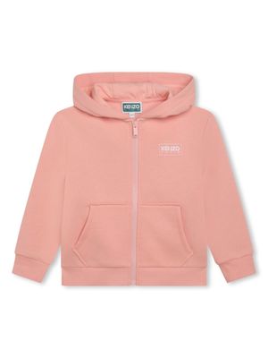Kenzo Kids hoodie zippé à logo imprimé - Rose