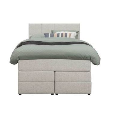 Boxspring met opbergruimte Liv geblokt - ecru - 120x200 cm - Leen Bakker