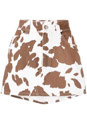 Almaz jupe en jean à imprimé animalier - Blanc