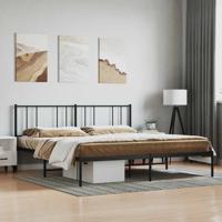 Bedframe met hoofdbord metaal zwart 193x203 cm