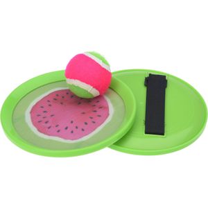 Strand vangbal spel met klittenband meloen groen/roze 18.5 cm