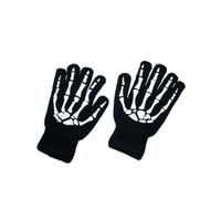 Halloween/Horror skeletten thema print verkleed handschoenen - zwart - volwassenen - one size