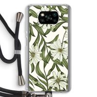 Wit bloemenpatroon: Xiaomi Poco X3 NFC Transparant Hoesje met koord