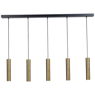 Masterlight Zwarte eetkamer hanglampRun 5-lichts cilinders goud - 2381-05-10-130-5