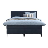 Leen Bakker - Boxspring Liv Geblokt - 140x200 Cm - Slanke Poot - Stof/Velvet - Blauw