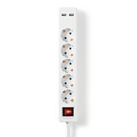 Nedis EXSO515UFSWT Stekkerdoos5-wegs Schuko 2x Usb 1,5 M Aan/uitknop Wit