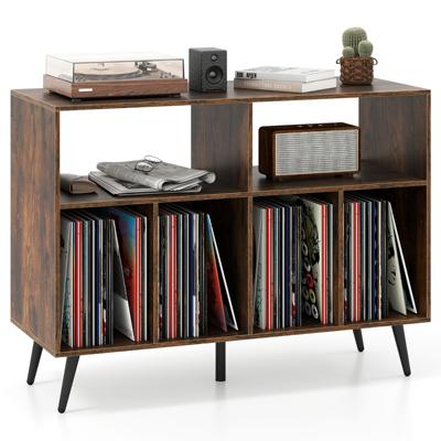 3-laags Platenspelerstandaard met Vinylopslagrekken Platenspelerkast Bruin