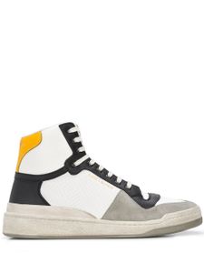 Saint Laurent baskets montantes à design d'empiècements - Blanc