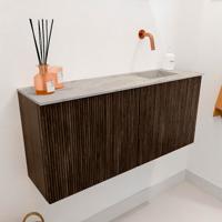 Toiletmeubel Mondiaz Joya Dlux | 90 cm | Meubelkleur Walnut | Faye wastafel Glace Wasbak Rechts | Zonder kraangat(en)