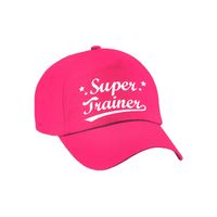 Bellatio Decorations cadeau pet/cap voor volwassenen - Super Trainer - roze - geweldige coach   -