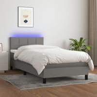 Boxspring met matras en LED stof donkergrijs 90x190 cm