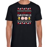 Fout kersttrui t-shirt voor heren - Bier en tieten - zwart - drank/borsten Fout kersttrui t-shirt voor heren - Bier en tieten - zwart - drank/borsten
